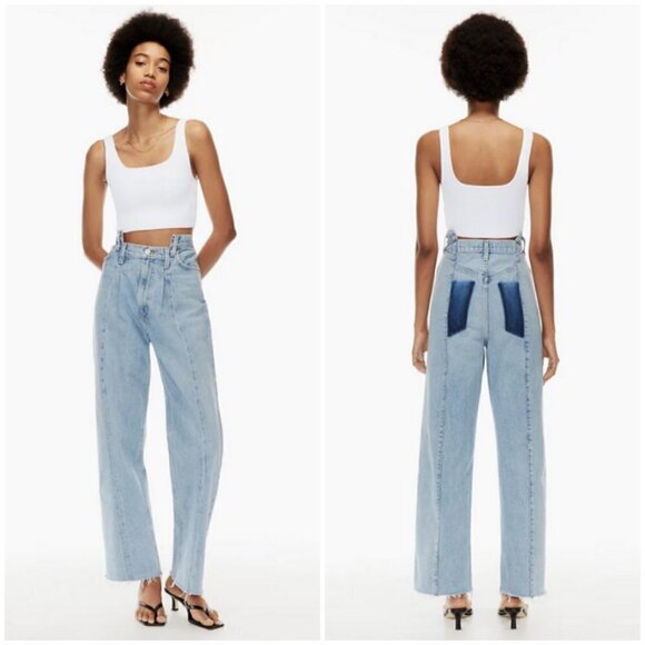 💕AGOLDE💕 Pieced Angled Jeans ~ Matrix Patchwork 29 NWOT - Picture 4 of 16